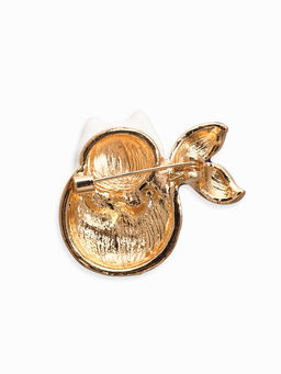 Брошь «Кошечка русалка», цветная в золоте