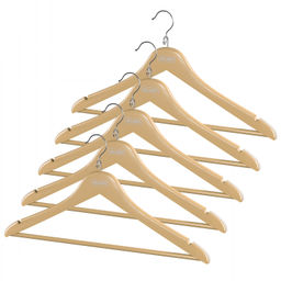 VAL 16614S5 Вешалка дерев., 44.5*23*1.2 см, набор 5 шт., c перекл., крючком д/экон. места, натур., шт - Valiant фото 5