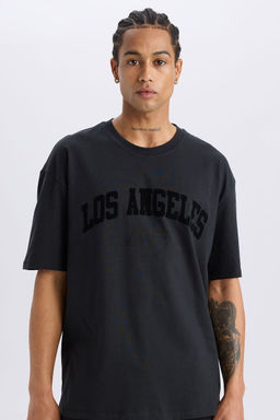 NBA Los Angeles Lakers Oversize Geni_ Kal_p Bisiklet Yaka K_sa Kollu Ti__rt