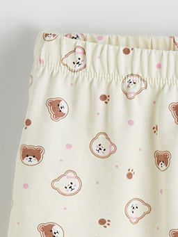 Bask?l? Penye K?z ?ocuk Pijama Alt