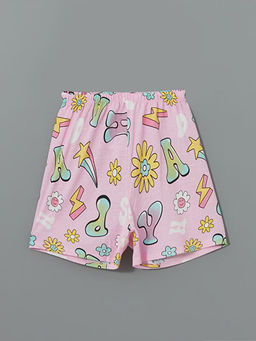 Beli Lastikli Bask?l? K?z ?ocuk Pijama ?ort