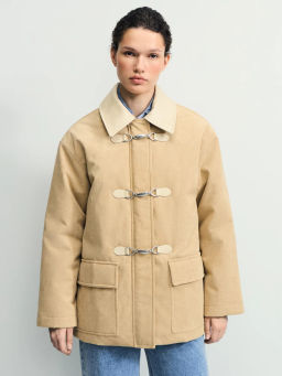 Вельветовое полупальто на застежках-карабинах / Zarina  фото 5