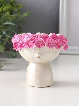 Подсвечник на 1 свечу Девочка в венке малая, 7.5?9?8 см, перламутр