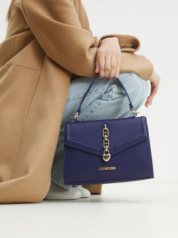 Женская сумка с ручками LOVE MOSCHINO CHAIN DETAIL CROCO Артикул 4192251, фиолетово-синий  фото 2