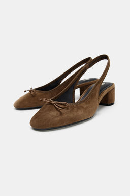 LEATHER SLINGBACK HEELS - Zara фото 8