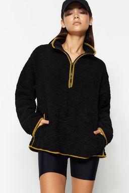 Siyah Pelus Orme Spor Sweatshirt THMAW23SW00021