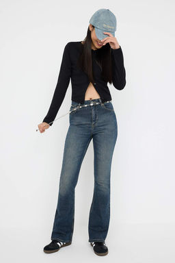 Teen Antrasit Lacivert Normal Bel Ispanyol Paca Flare Jeans TWOAW26JE00097