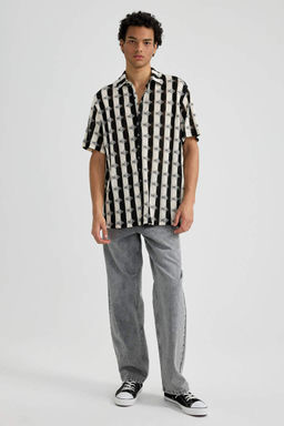 Рубашка стандартного кроя с коротким рукавом и принтом - Defacto фото 2