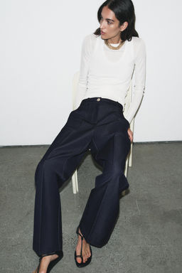 STRAIGHT-LEG TROUSERS WITH SEAM DETAIL - Zara фото 12