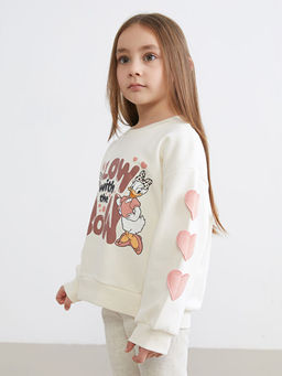 Bisiklet Yaka Minnie Mouse Bask?l? K?z ?ocuk Sweatshirt