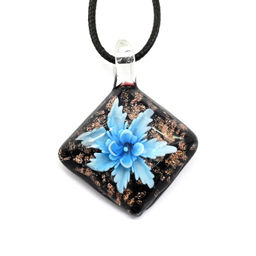 Подвеска Ромб из муранского стекла 35*50мм цв.голубой