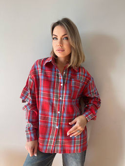 K11919 Рубашка OVER SIZE КРАСНЫЙ