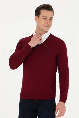 U. S. Polo Assn / Мужской бордово-красный базовый свитер