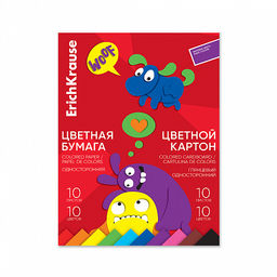 Цена за 5 шт. Набор цв.бум.и картона глянцевого на клею ErichKrause, Jolly Friends, А4, 20 листов, по 10 цв., игрушка-набор для детского творчества