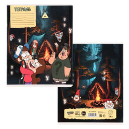 Цена за 14 шт. Тетрадь в клетку 24 листа, 5 видов МИКС, обложка мелованный картон, «Гравити Фолз»