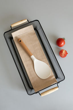 Ложка для мультиварки молочный силикон+нейлон, ручка из бука - Denastia фото 2