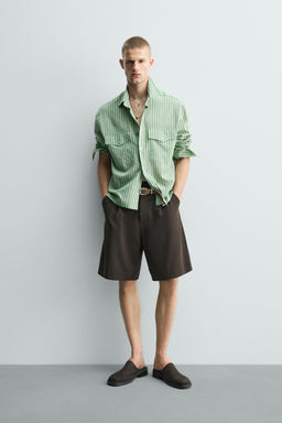 BERMUDA RELAXED FIT PLIEGUES / Chocolate
