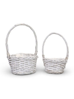 Корзина плетёная для хранения, ива, белая, набор 2 шт.
