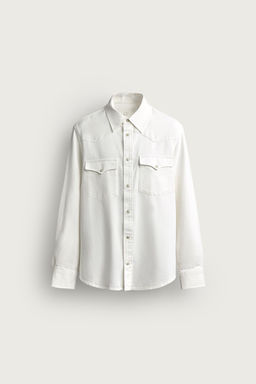 CAMISA WESTERN REGULAR FIT ALGOD?N - LYOCELL / Blanco - Zara фото 6