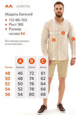 Мужская льняная рубашка с воротником-стойкой Happy Fox  фото 17