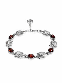 Красивый браслет с коньячным янтарем Черепашка