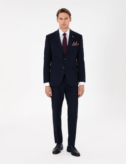 Lacivert Slim Fit Tak_m Elbise