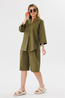 Блуза AmberA 1093 хаки  фото 3