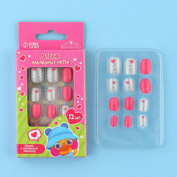 Детские накладные ногти Сердечки, 12 шт. - Выбражулька фото 5