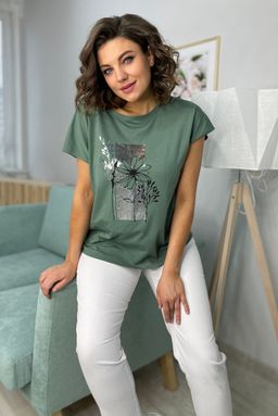 Футболка Rumoda 2054 зеленый+серебро/короткий рукав