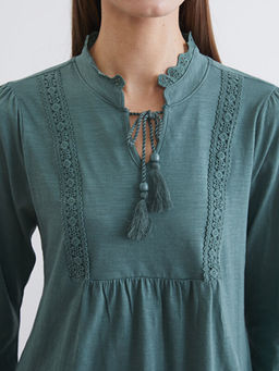 Ba?lamal? Yaka Nak??l? B?zg?l? Bluz