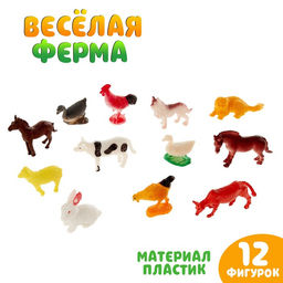 Набор животных Весёлая ферма, 12 фигурок