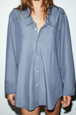 LOW COLLAR STRIPED POPLIN SHIRT - Zara фото 2