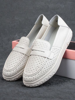 03-DXT50-2 BEIGE Лоферы женские (натуральная кожа)