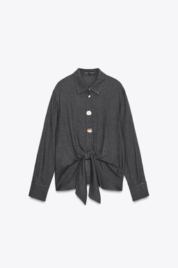 KNOTTED SHIRT WITH METAL BUTTONS - Zara фото 5