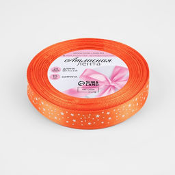 Цена за 2 шт. Лента атласная Звёзды, 15 мм 23 1 м, цвет оранжевый №025 - Арт узор фото 2