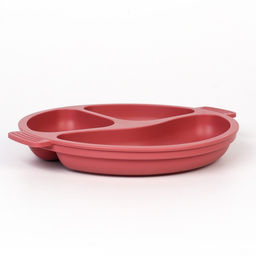Тарелка детская 3 секции, M&B, 22.5×19.5×3, силикон, вишневый