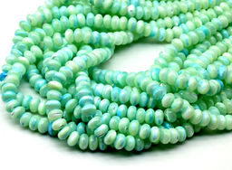 Бусины из перламутра тонированного рондель 8*4мм цв.мятный, 40см, 80 бусин Радуга камня