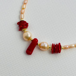Чокер из Коралла с Жемчугом 39 см +