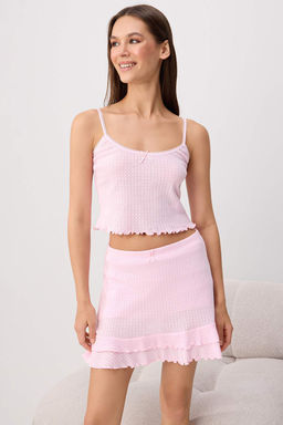 Pembe %100 Pamuklu _ort Etekli Fitilli/Pointel _rme Pijama Tak_m_ THMSS26PT00279 - Trendyolmilla фото 4