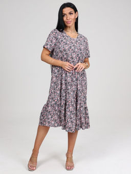 879 ПЛАТЬЕ ЖЕНСКОЕ (Серый (цветы)) - А-дина фото 2