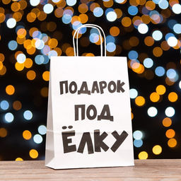 Цена за 3 шт. Пакет бумажный подарочный новогодний крафт с приколами, Подарок под ёлку, белый, 24?14?28 см