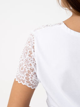 Футболка с кружевом.арт.133-5,белая - Binita фото 6