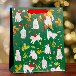 Пакет подарочный Новогодние котики, люкс 26 х 32 х 12 см - Simaland фото 5