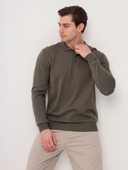 Джемпер мужской с воротником поло GREG G128-AC435 (хаки)  фото 8