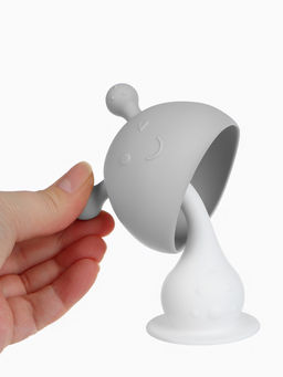 Прорезыватель для зубов с погремушкой 4 в 1 «Зайка», силикон, серый