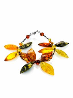 Яркий браслет из натурального цельного янтаря на струне Первоцвет