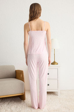 Trendyolmilla Beyaz-Cok Renkli Cicekli Baglamal? ve Ip Ask?l? Orme Pijama Tak?m? THMSS24PT00233 фото 16