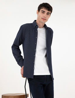 Lacivert _izgili Regular Fit Uzun Kollu G_mlek - Pierre cardin фото 3