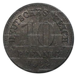 Монета 10 пфеннигов 1922 года Германия