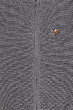Серый меланжевый трикотажный кардиган для мальчика - U.s. polo assn фото 3